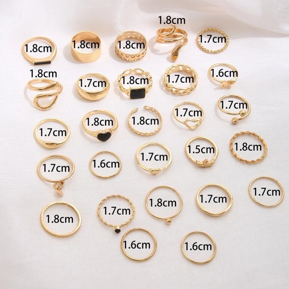 Maximum 27PCS Vintage Heart Snake Butterfly Rings Set - Picture 4 of 4